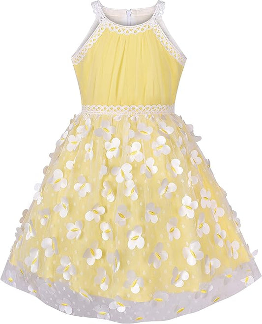 Sunny Fashion Girls Blue Butterfly Halter Tulle Dress