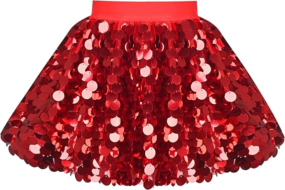 Sunny Fashion Girls Rainbow Sequin Tutu Skirt with Elastic Waist