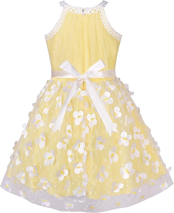 Sunny Fashion Girls Blue Butterfly Halter Tulle Dress