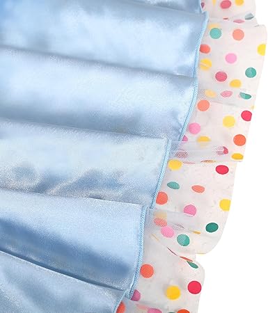 Sunny Fashion Girls Rainbow Polka Dot Tulle Dress with Ribbon Waist