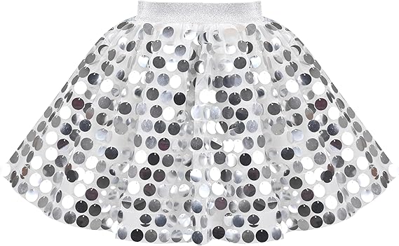 Sunny Fashion Girls Rainbow Sequin Tutu Skirt with Elastic Waist