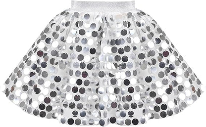 Sunny Fashion Girls Rainbow Sequin Tutu Skirt with Elastic Waist