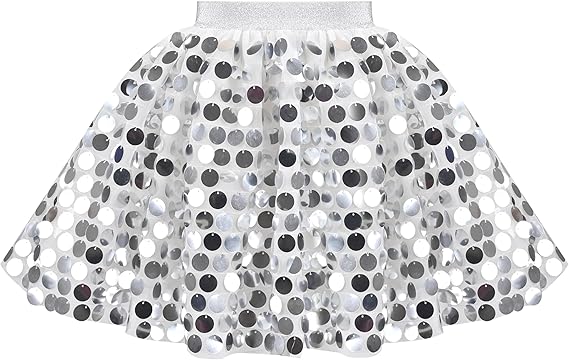 Sunny Fashion Girls Rainbow Sequin Tutu Skirt with Elastic Waist