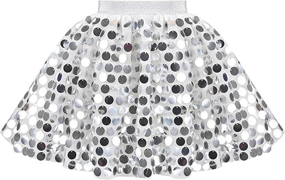 Sunny Fashion Girls Rainbow Sequin Tutu Skirt with Elastic Waist