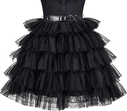 Sunny Fashion Girls Black Lace Ruffle Party Dress