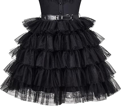 Sunny Fashion Girls Black Lace Ruffle Party Dress
