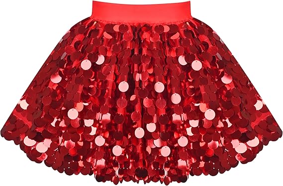 Sunny Fashion Girls Rainbow Sequin Tutu Skirt with Elastic Waist