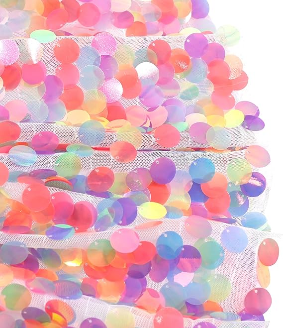 Sunny Fashion Girls Rainbow Sequin Tutu Skirt with Elastic Waist