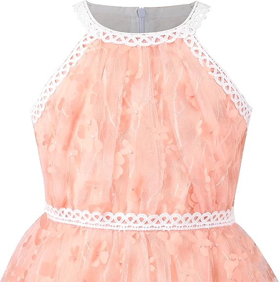 Sunny Fashion Girls Blue Butterfly Halter Tulle Dress