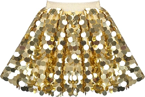 Sunny Fashion Girls Rainbow Sequin Tutu Skirt with Elastic Waist