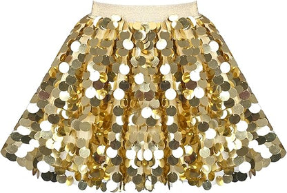 Sunny Fashion Girls Rainbow Sequin Tutu Skirt with Elastic Waist
