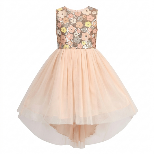 Sunny Fashion Girls Sparkle Floral High-Low Tulle Party Dress