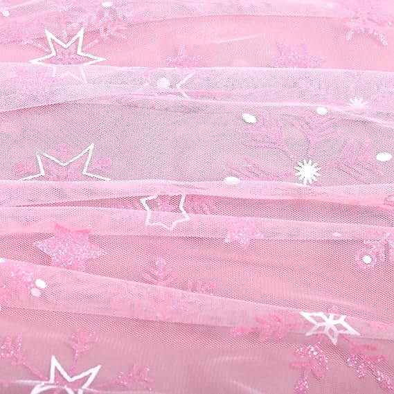 Sunny Fashion Girls Pink Snowflake Star Tulle Dress
