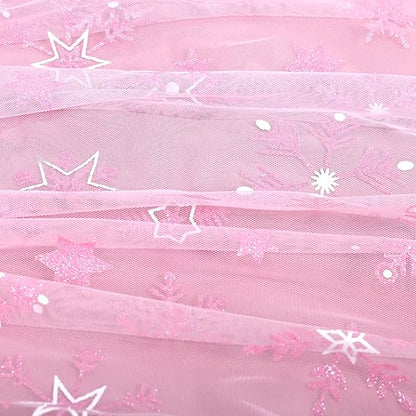 Sunny Fashion Girls Pink Snowflake Star Tulle Dress