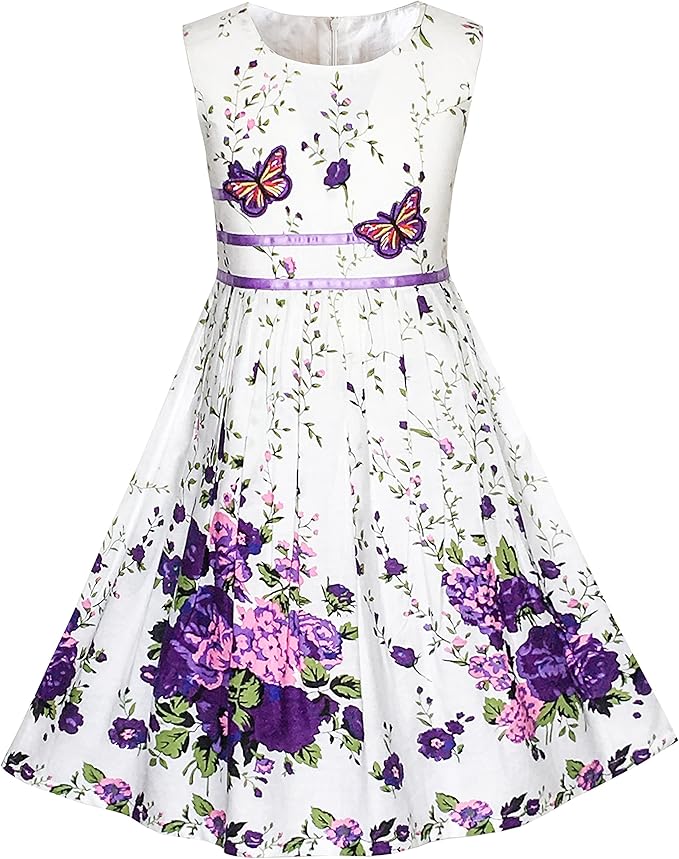 Sunny Fashion Girls Elegant Bow A-Line Dress – 4 Colors Available