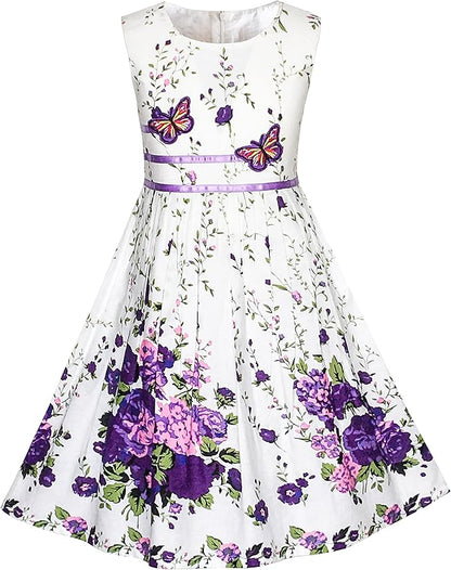 Sunny Fashion Girls Elegant Bow A-Line Dress – 4 Colors Available