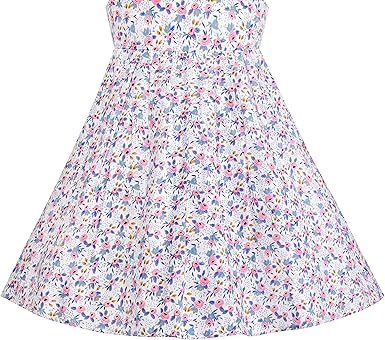 Sunny Fashion Girls Rose Print Backless Ruffle Cotton Dress