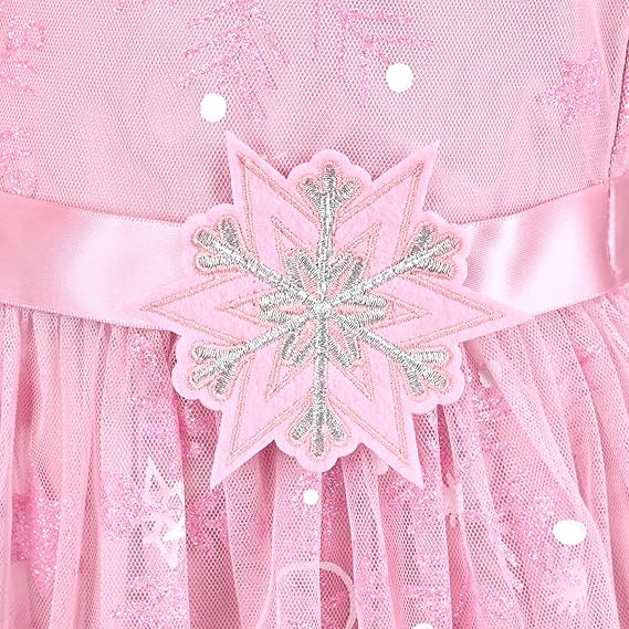 Sunny Fashion Girls Pink Snowflake Star Tulle Dress