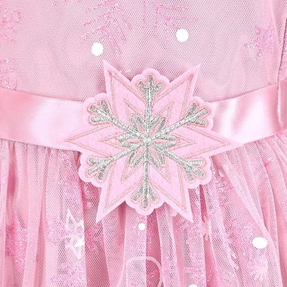 Sunny Fashion Girls Pink Snowflake Star Tulle Dress