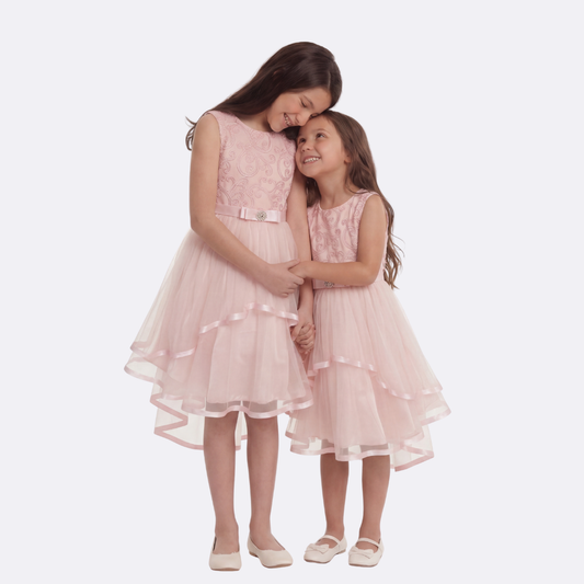 Sunny Fashion Girls Elegant Wave Hem Tulle Party Dress