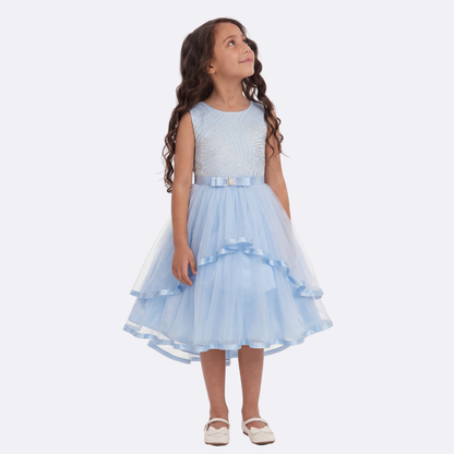 Sunny Fashion Girls Elegant Wave Hem Tulle Party Dress