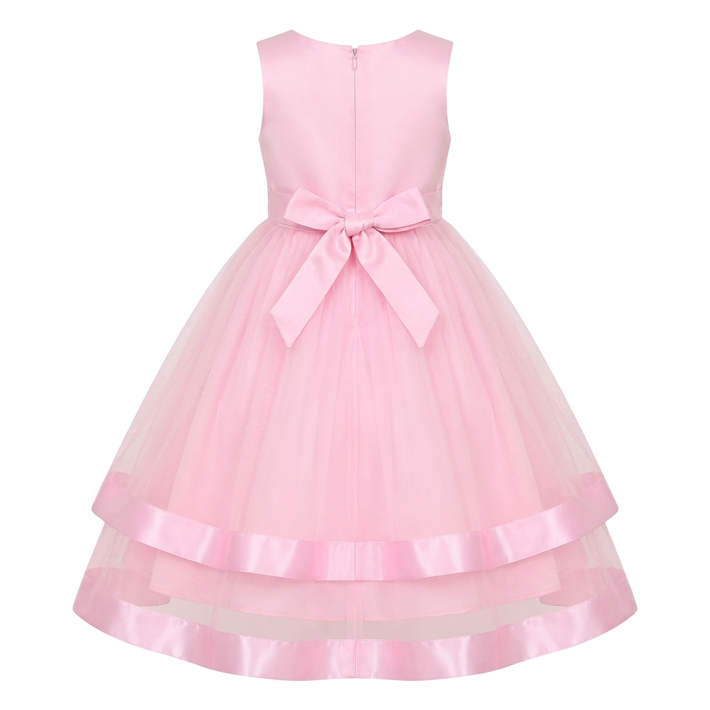 Sunny Fashion Girls Polka Dot Tulle Bow Ruffle Party Dress