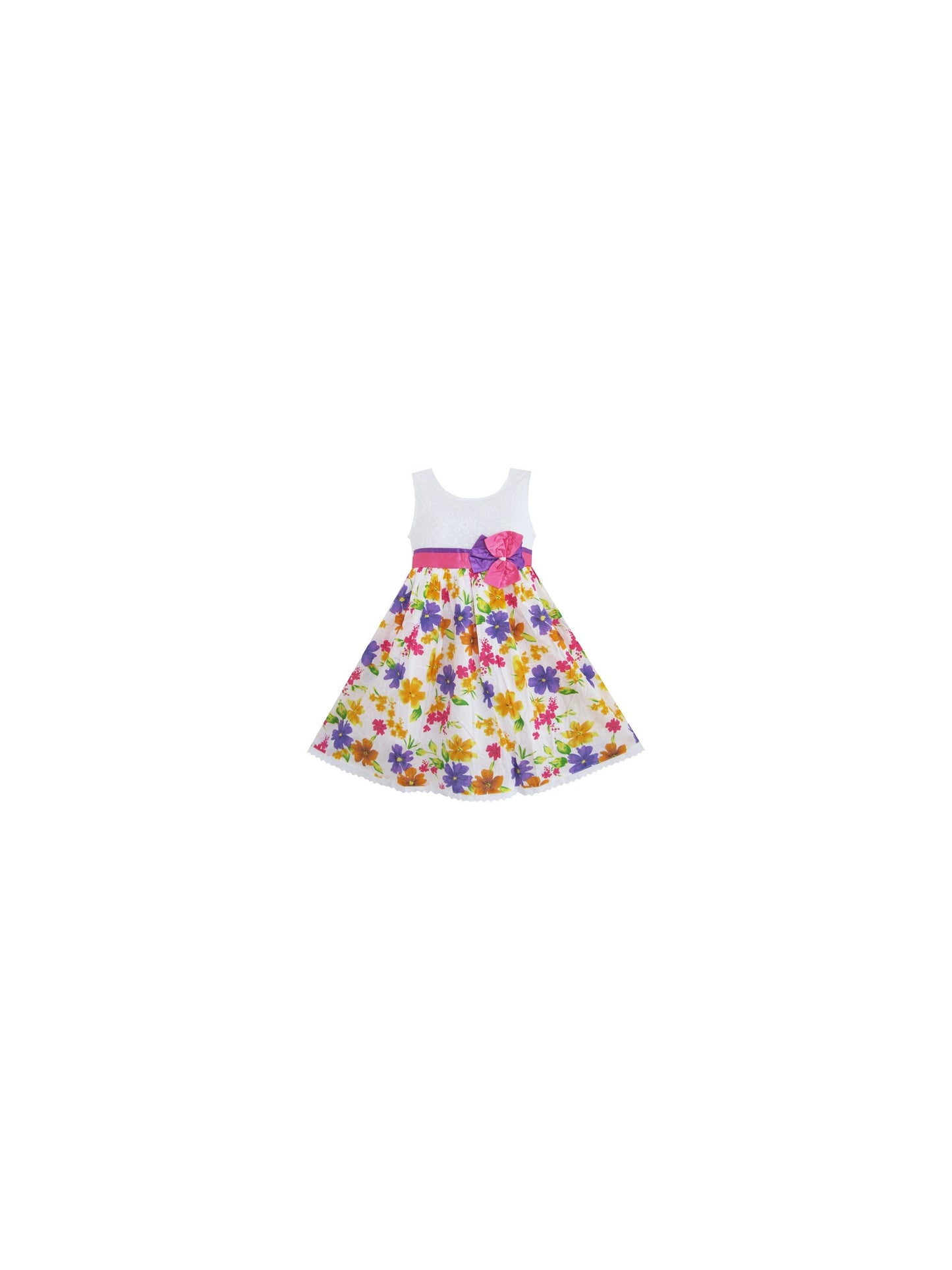 Girls dress Purple Pink Sundress Bow Tie Children Clothes Multi-Color