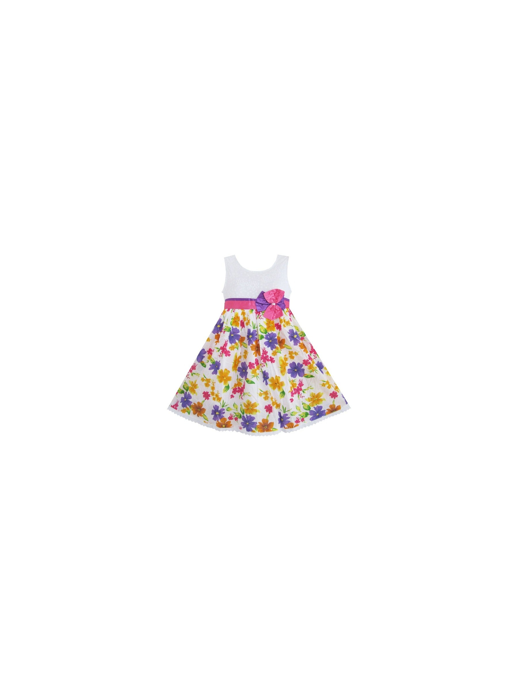 Girls dress Purple Pink Sundress Bow Tie Children Clothes Multi-Color