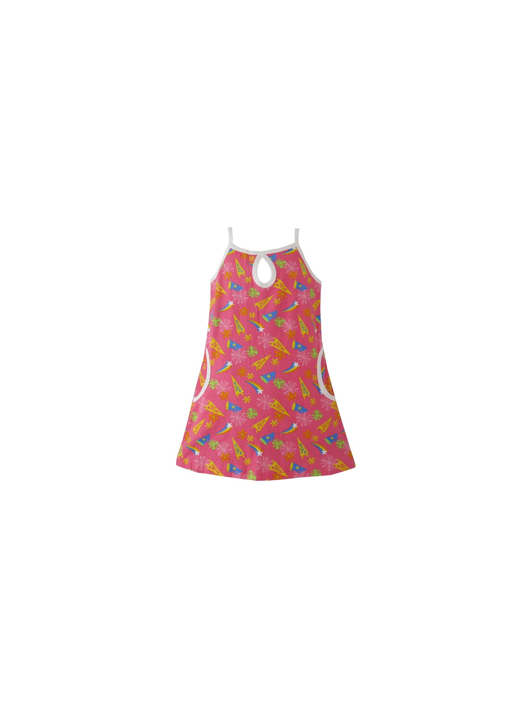 Girls Dress Pink Print A-line Tank Jumper Kids Clothing Pink