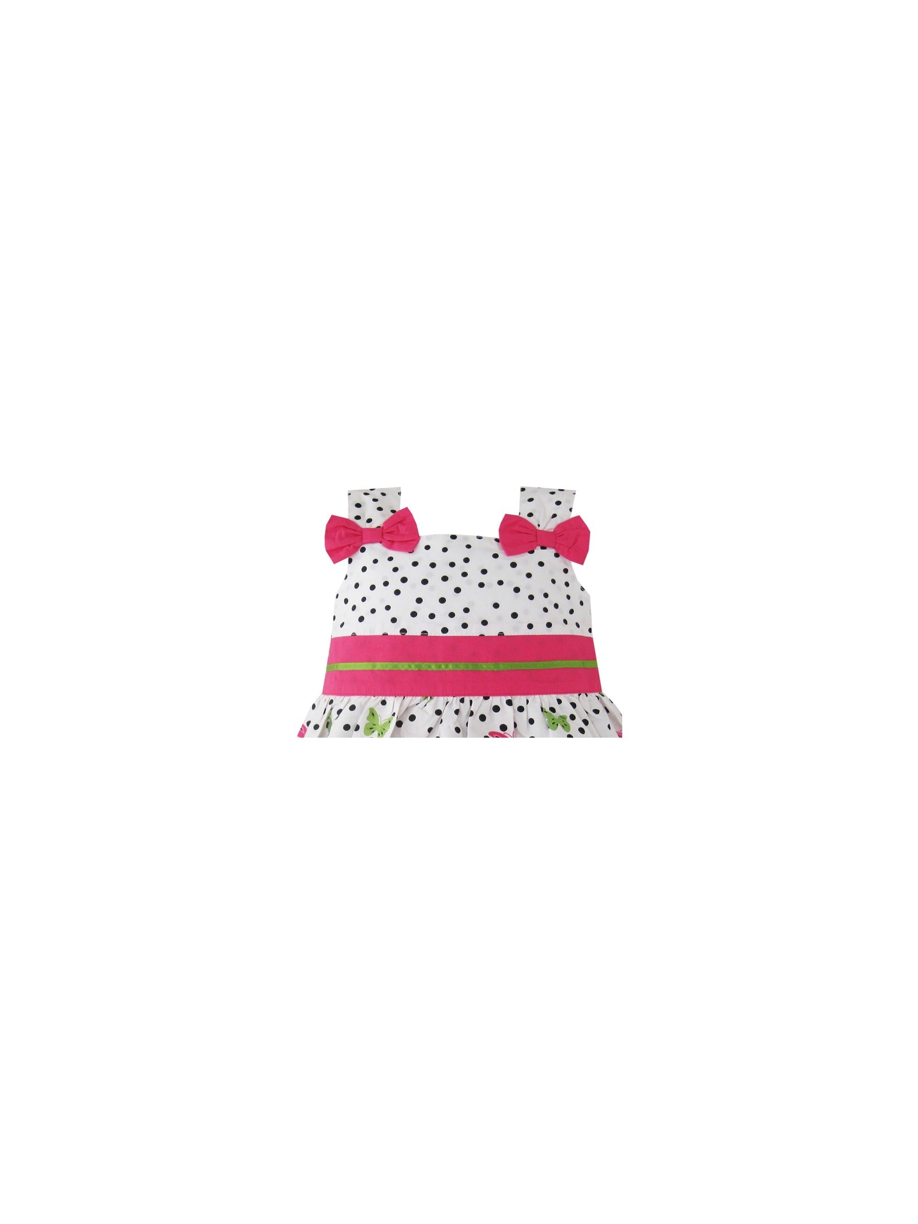 Girls Dress Butterfly Print Dot Green Party Child Clothing Multi-Color