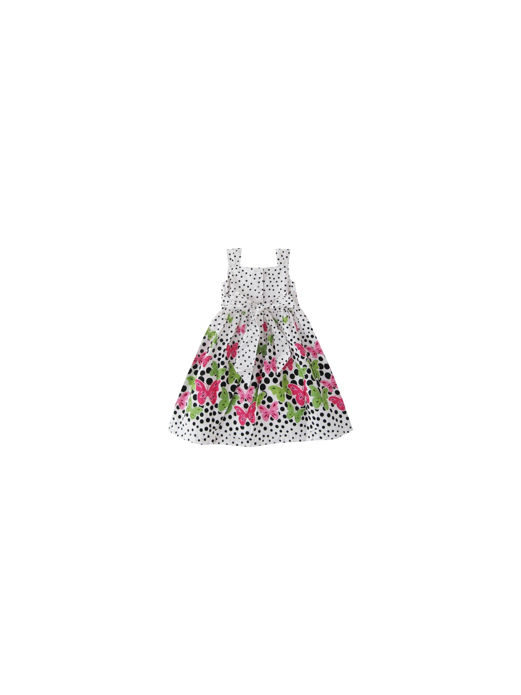 Girls Dress Butterfly Print Dot Green Party Child Clothing Multi-Color