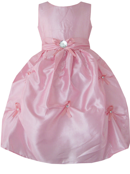 Sunny Fashion Girls Pink Satin Bow Party Dress
