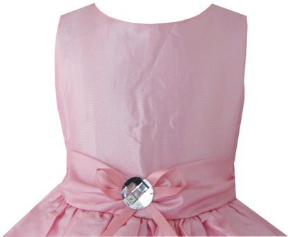 Sunny Fashion Girls Pink Satin Bow Party Dress