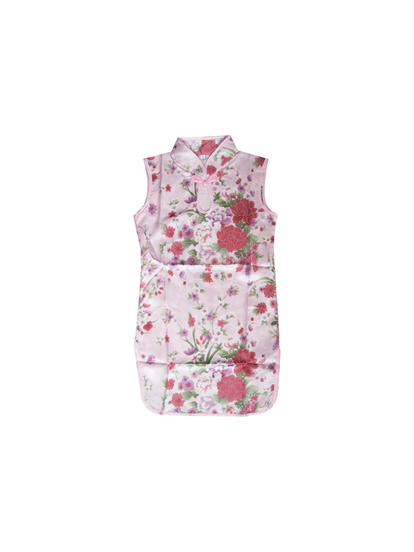 Girls Dress Cheongsam Floral Print Chinese Child Clothing Pink