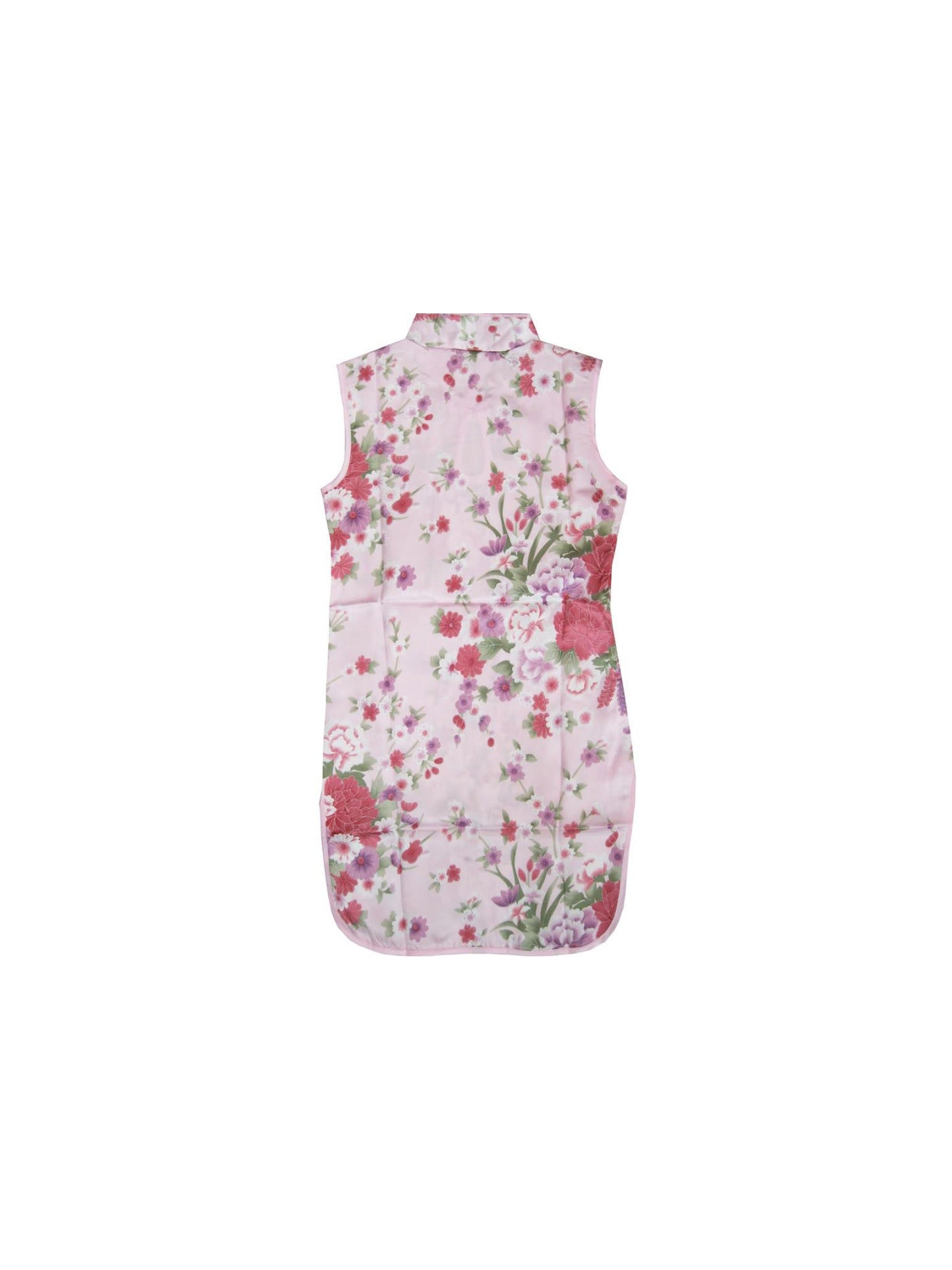 Girls Dress Cheongsam Floral Print Chinese Child Clothing Pink