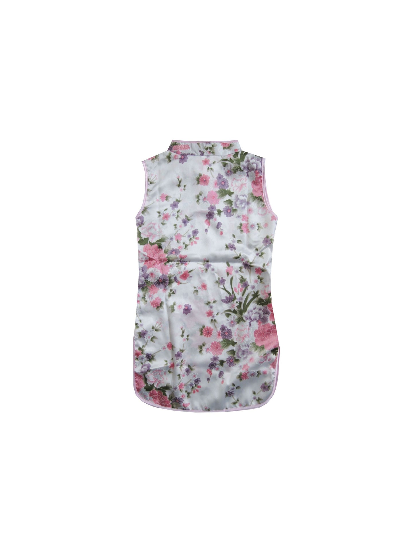 Girls Dress Cheongsam Floral Print Chinese Child Clothing White