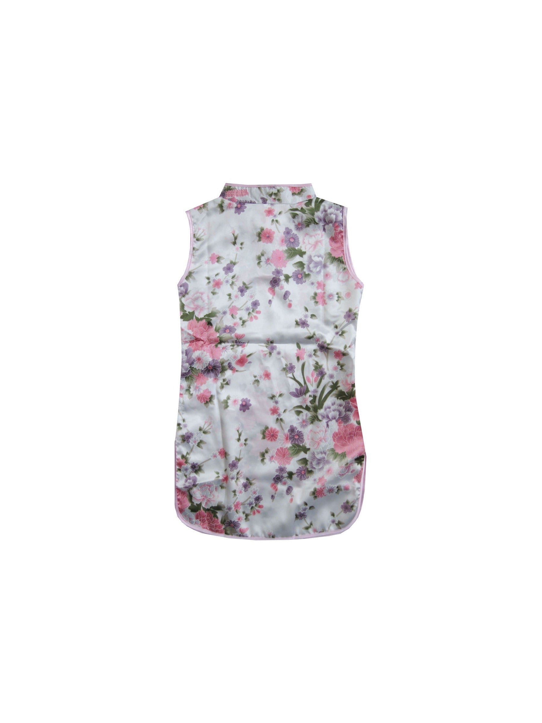Girls Dress Cheongsam Floral Print Chinese Child Clothing White
