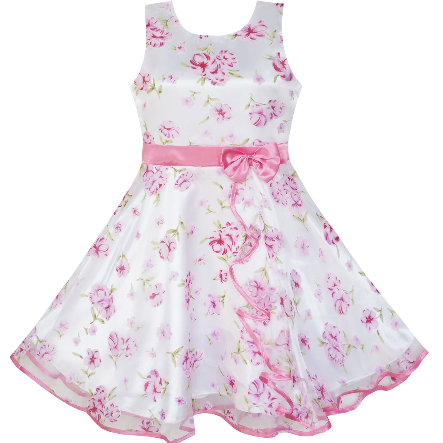 3 Layers Girls Dress flower Wave Pageant Bridesmaid Size 4-12 Years