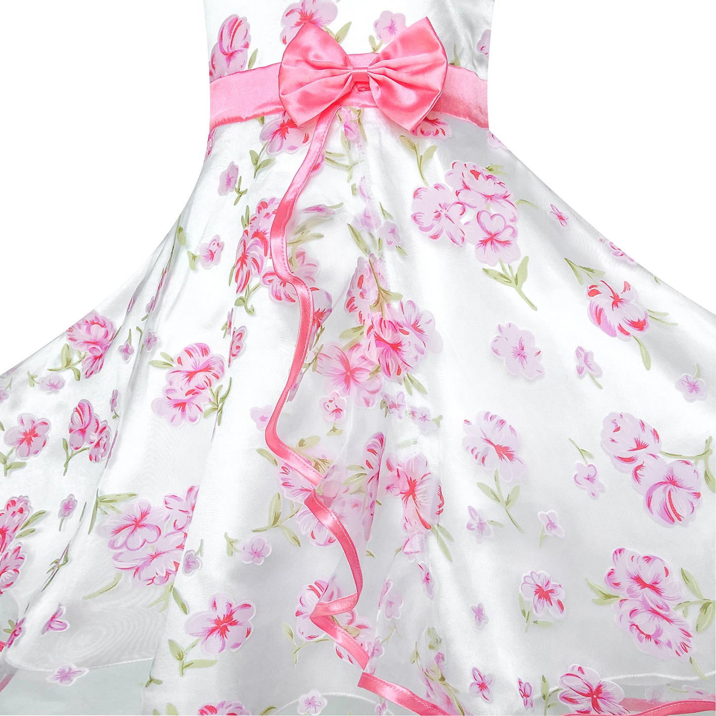 3 Layers Girls Dress flower Wave Pageant Bridesmaid Size 4-12 Years