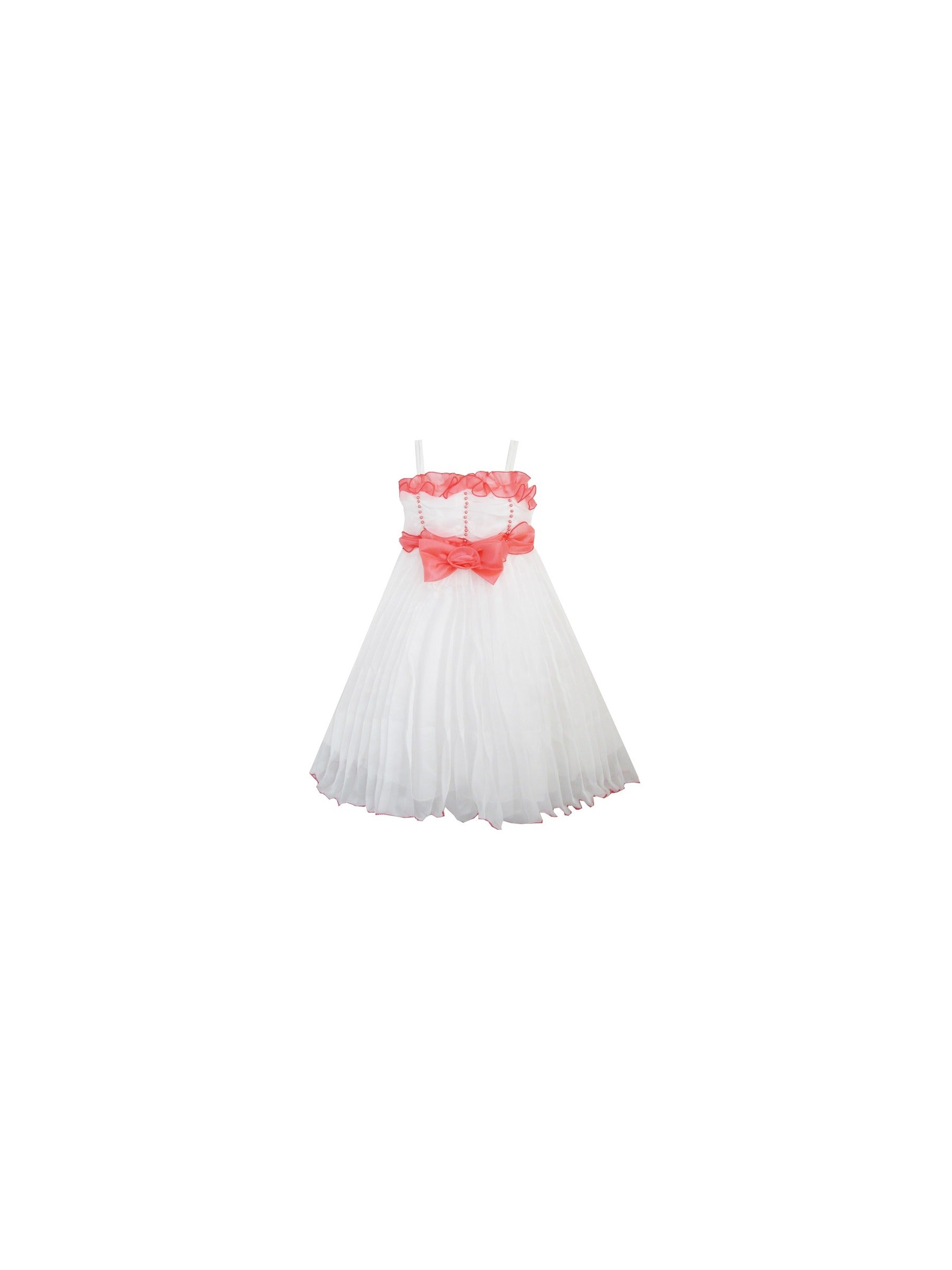 Girls Dress White Pleated Tank Bridesmaid Wedding Flower Girl Kids White