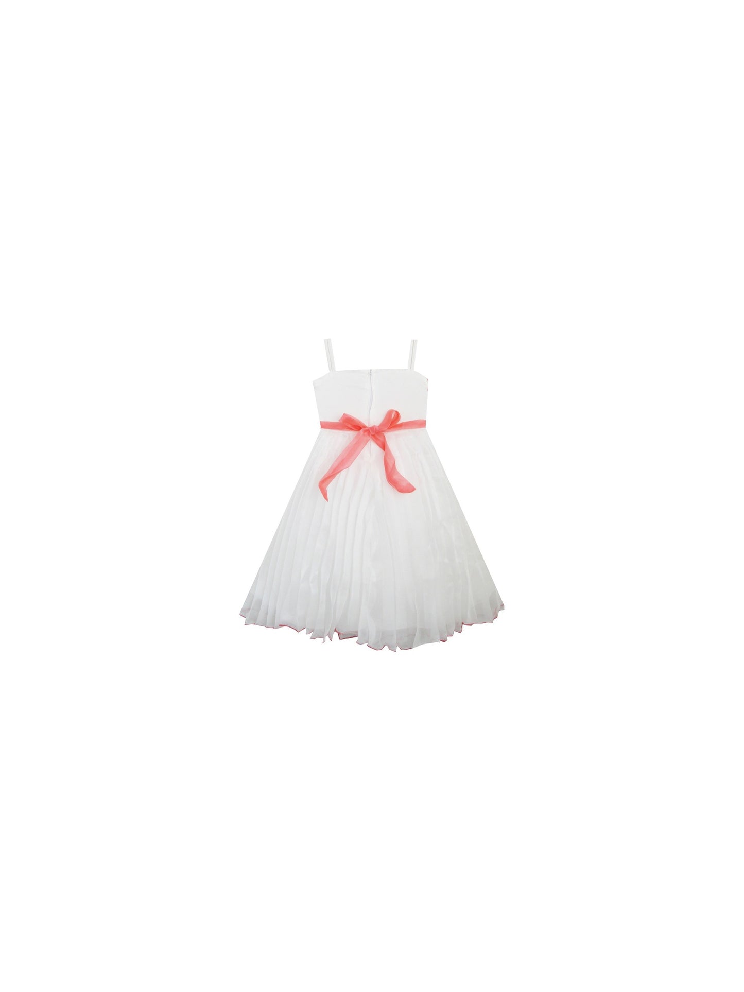 Girls Dress White Pleated Tank Bridesmaid Wedding Flower Girl Kids White