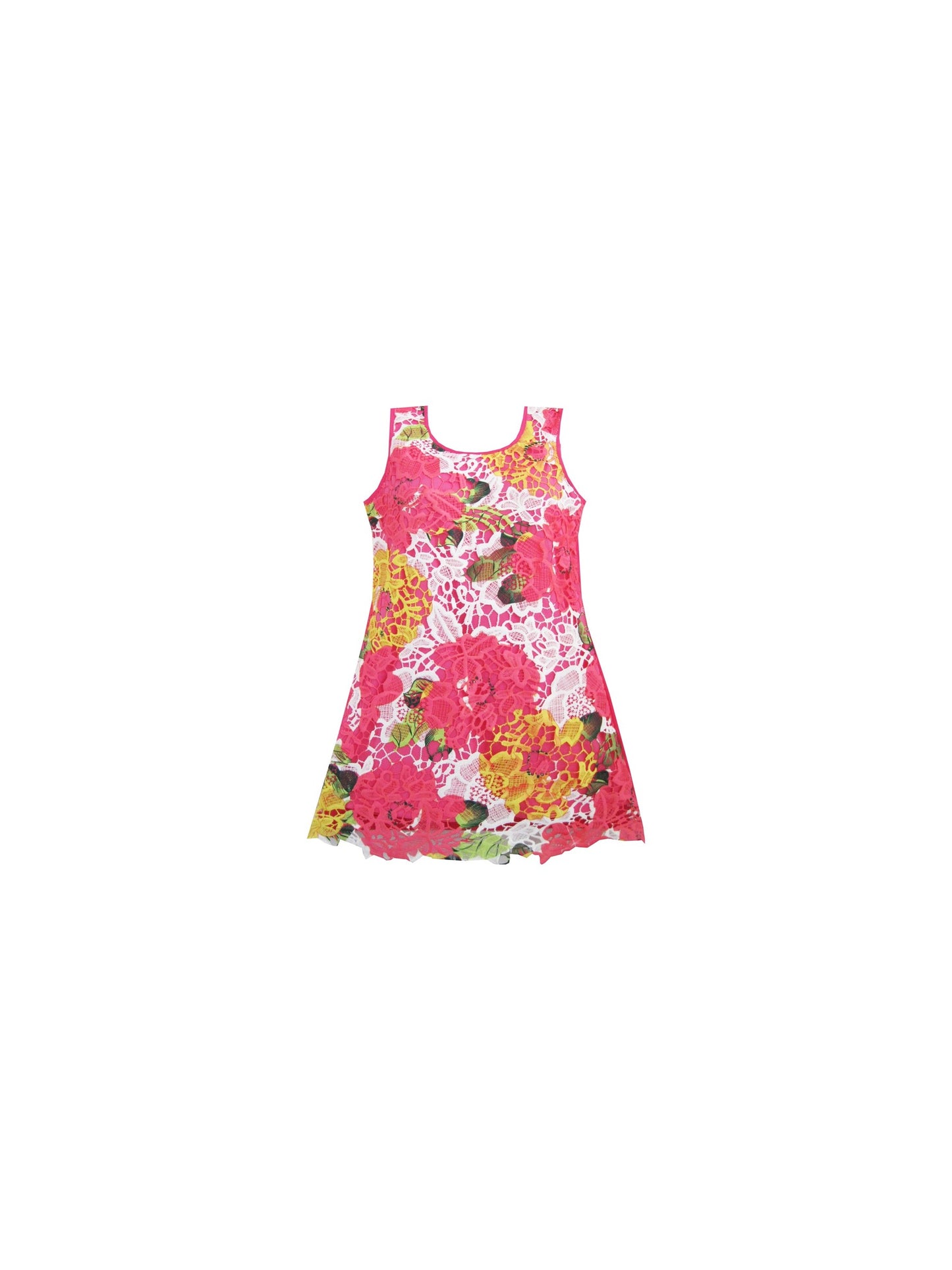 Girls Dress Flower Lace A-lined Party Dancing Child Clothes Red