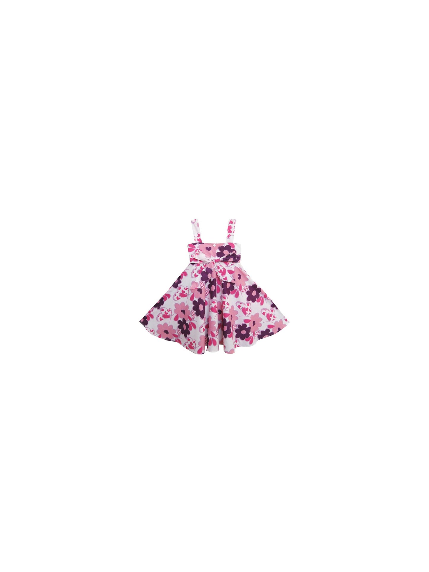 Girls Dress Pink Tank Flower Bow Tie Beach Sundress Child Multi-Color