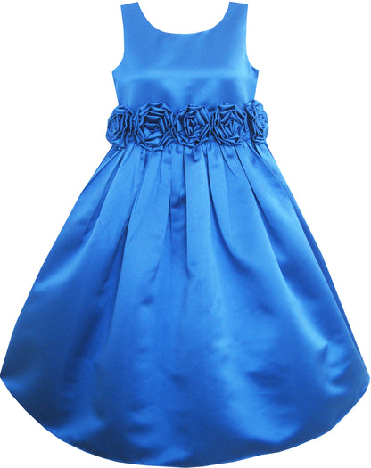 Sunny Fashion Girls Pink Satin Bow Party Dress