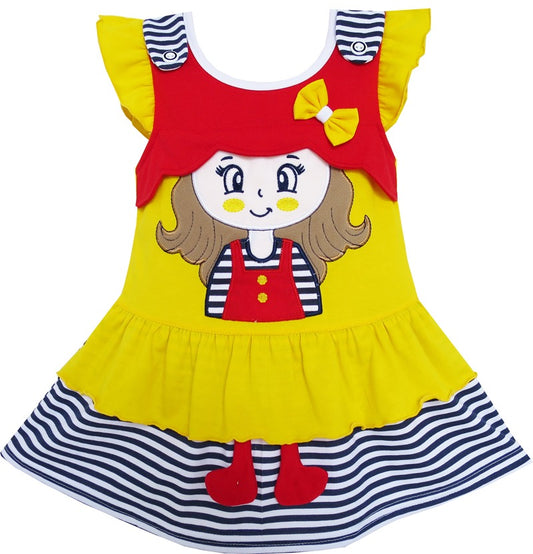 Girls Dress Princess Cute Design Sundress Kids Clothing Yellow
