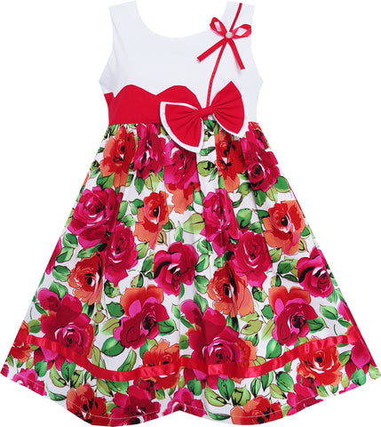 Girls Dress Flower Summer Beach Dress Size 2-12 Years