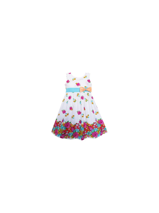 Girls Dress Bow Tie Rose Flower Purple Sundress Clothing Purple
