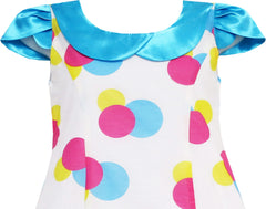 Girls Dress Turn-Down Collar Striped Blooming Rose Flower Size 2-12 Years