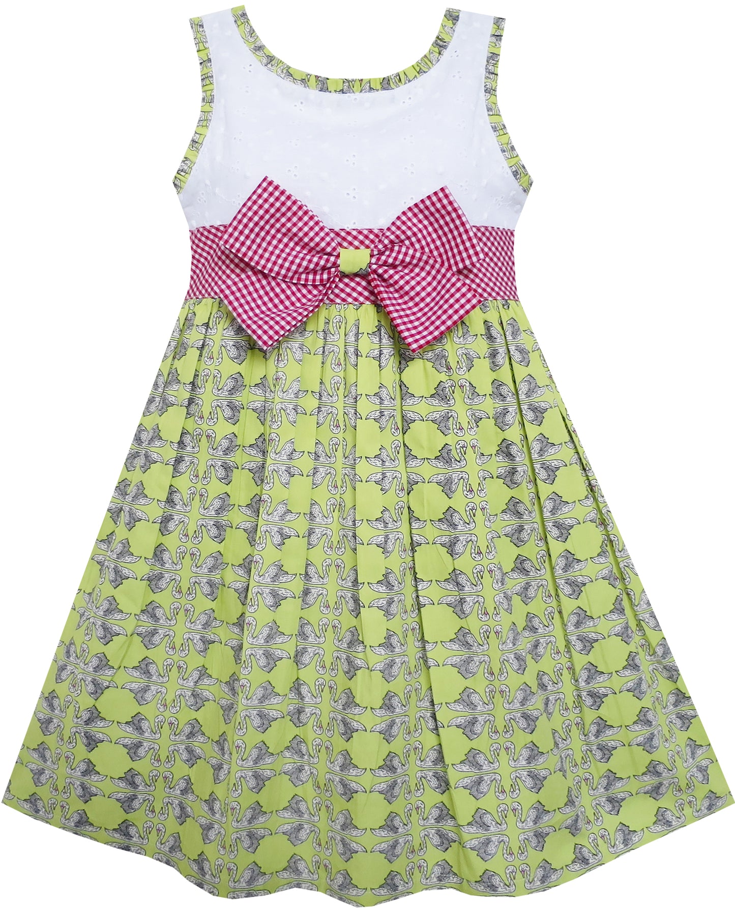 Girls Dress Turn-Down Collar Striped Blooming Rose Flower Size 2-12 Years