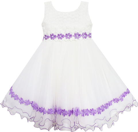 Girls Dress Elegant Design Princess Wedding Bow Tie Flower Size 4-14 Years